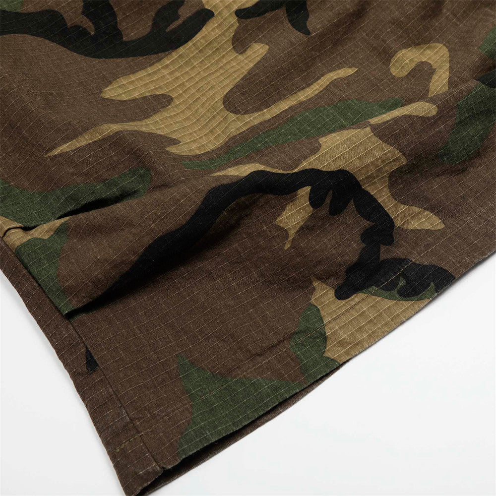 Loose Wide-Leg Camouflage Shorts