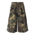 Loose Wide-Leg Camouflage Shorts